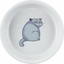 TRIXIE Bol Trixie, pentru o pisică, gri, ceramică, 0, 25l/13cm, cu imprimeu de pisică (TX-24652)