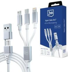 3MK Hyper Cable 3in1 USB-A/USB-C - USB-C/Micro/Lightning 1.5m White Cable