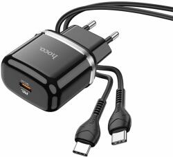 hoco. N24 - Type-C (USB-C) hálózati töltőfej + Type-C / Type-C kábel, fekete 20W