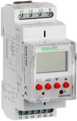 Tracon NARVSN Feszültségfigyelő relé 3 fázisra kijelzővel AC 230V L-N, U>, < 70-400V, 2CO 8AVAC (AC1) (NARVSN)