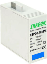 Tracon ESPD2-70NPEO T2 AC típusú túlfeszültség levezető betét 70 NPE Uc: 275/255V, In: 40kA, Imax: 70kA, Up: 1, 7/1, 5kV (ESPD2-70NPEO)