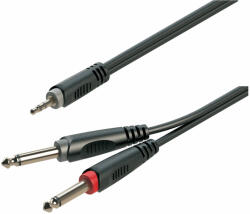 Soundsation SJJJ-15BK - Y-adapter kábel: 3.5mm Jack papa SZTEREO - 2x6.3mm Jack papa MONO / 1.5m - H611H