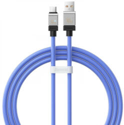 USB töltő- és adatkábel, USB Type-C, 100 cm, 6000 mA, 100W, törésgátlóval, gyorstöltés, Baseus Coolplay, CAKW000603, kék