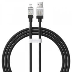USB töltő- és adatkábel, Lightning, 100 cm, 2400 mA, törésgátlóval, gyorstöltés, Baseus Coolplay, CAKW000401, fekete - tok-shop