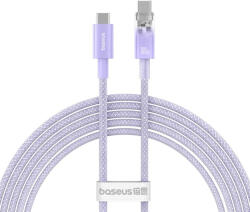 USB Type-C töltő- és adatkábel, USB Type-C, 200 cm, 6000 mA, 100W, gyorstöltés, PD, cipőfűző minta, Baseus Explorer, lila - tok-shop
