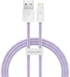 USB töltő- és adatkábel, Lightning, 100 cm, 2400 mA, gyorstöltés, cipőfűző minta, Baseus Dynamic, CALD000405, lila