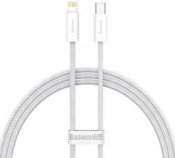  USB Type-C töltő- és adatkábel, Lightning, 100 cm, 20W, gyorstöltés, PD, cipőfűző minta, Baseus Dynamic, CALD000002, fehér