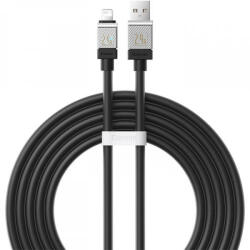 USB töltő- és adatkábel, Lightning, 200 cm, 2400 mA, törésgátlóval, gyorstöltés, Baseus Coolplay, CAKW000501, fekete - tok-shop