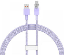  USB töltő- és adatkábel, USB Type-C, 100 cm, 6000 mA, 100W, gyorstöltés, cipőfűző minta, Baseus Explorer, CATS010405, lila - tok-shop