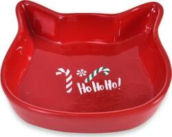 TRIXIE Bol pisici, Ho Ho Ho, Ceramica, 13, 6 x 13, 6 x 3 cm, Rosu (BK-16601)