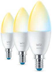 Philips 3 Becuri LED inteligente WiZ Connected Whites C37, Wi-Fi, E14, 4.9W (40W), 470 lm, lumina alba (2700-6500K), compatibil Google A (000008720169075696)