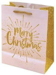 Creative Dísztasak CREATIVE Luxury L 26x32x12 cm karácsonyi arany mintás matt glitteres zsinórfüles (VD-B-NL-025) - forpami