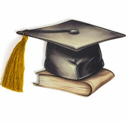  Nyomtatott fa tábla - Diplomaosztó kalap arany bojttal 11, 8cm - kosarbolt