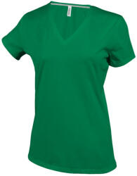 Kariban Női V-nyakú rövid ujjú pamut póló, Kariban KA381, Kelly Green-2XL (ka381kl-2xl)