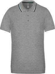 Kariban Férfi kontrasztcsíkos rövid ujjú galléros piké póló, Kariban KA250, Oxford Grey/Navy/White-2XL (ka250oxg-nv-wh-2xl)