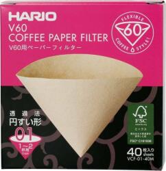 HARIO Filtry papierowe Misarashi brązowe - V60-01 - 40 Sztuk (VCF-01-40M+)