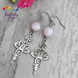 Kristály Jóga Shop Kunzit 8 mm-es fülbevaló lótusszal