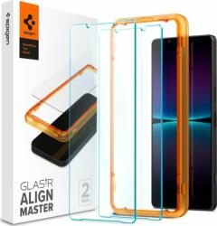 Spigen Set 2 x Folie ecran Spigen AlignMaster Glas. tR Slim, pentru Sony Xperia 1 IV, Sticla temperata, 9H, Kit de instalare inclus, Transparent (SPN2276)