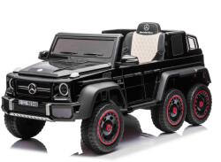 Beneo Mașină electrică de jucărie Mercedes-Benz G63 AMG 6X6, 1 loc, negru, 6 roți cu suspensie independentă, Tracțiune 2 x 45W, Baterie 12V10AH, Roți și scaun din plastic, Telecomandă, Model cu Licență