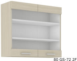 Expedo Corp superior bucătărie cu vitrină AVIGNON 80 GS-72 2F, 80x71, 5x31, stejar ferrara/legno închis