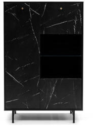 Expedo Vitrina NEROLI 2, 90x140x41, negru/marmura neagra Vitrina