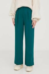 Abercrombie & Fitch nadrág női, zöld, magas derekú széles - zöld 25