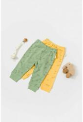 BabyCosy Set 2 pantalonasi Printed, BabyCosy, 50% modal+50% bumbac, Verde/Lamaie (Marime: 9-12 luni) (CSYM11618-9) - babyneeds