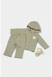 BabyCosy Set bluza cu gluga si pantaloni, Winter muselin, 100% bumbac - Verde, BabyCosy (Marime: 6-9 luni) (BC-CSYM7034-6)