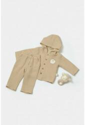 BabyCosy Set bluza cu gluga si pantaloni, Winter muselin, 100% bumbac - Apricot, BabyCosy (Marime: 9-12 luni) (BC-CSYM7035-9)