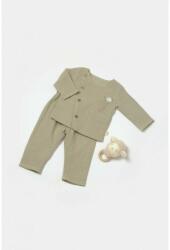 BabyCosy Set bluza cu nasturi si pantaloni , Winter muselin, 100% bumbac - Verde, BabyCosy (Marime: 3-6 Luni) (BC-CSYM7019-3)