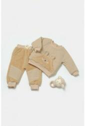 BabyCosy Set bluza cu buzunar si pantaloni Ursulet, Winter muselin, 100% bumbac dublat - Apricot, BabyCosy (Marime: 12-18 Luni) (BC-CSYM7032-12)