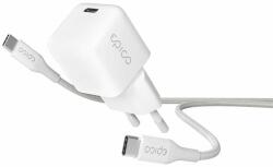 Epico 30W GaN hálózati töltő 1.2m USB-C kábellel - fehér