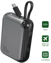4smarts Pocket külső akkumulátor USB-C kábellel, 10000mAh, 30W, szürke (4S540699)