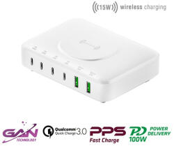 4smarts 7in1 GaN wireless töltő állomás 100W, fehér - pixelrodeo