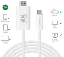 4smarts USB-C - HDMI kábel, 2m, fehér