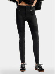 Desigual Pantaloni din imitație de piele Oslo 24SWPW26 Negru Slim Fit