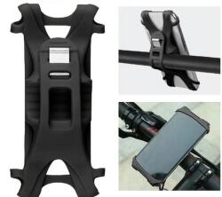 Spyral univerzális szilikon telefontartó kerékpárra, 4-6 colos telefonokhoz, kormányra szerelhető, pántos, fekete