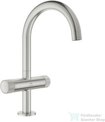 GROHE ATRIO PRIVATE L magasított mosdó csaptelep click-clack leeresztővel, Supersteel 21138DC0 (21138DC0)