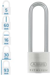 ABUS 64TI/30HB60 KA6312 hosszúkengyelű egységkulcsos lakat (561931)