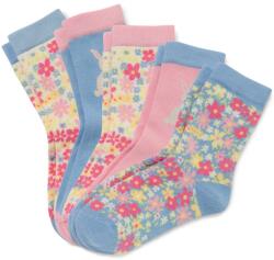 Tchibo 5 pár kisgyerek zokni, rózsaszín 1x világoskék nyuszi belekötött mintával, 1x rózsaszín nyuszis belekötött mintával, 3x többszínű virághímzéssel 23-26