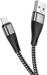  USB töltő- és adatkábel, microUSB, 100 cm, 2400 mA, törésgátlóval, gyorstöltés, QC, cipőfűző minta, Hoco X57 Blessing, fekete