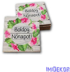 Négyzet alakú fa "deszka" 5, 2cmx5, 2cm 5db/csomag - Boldog nőnapot