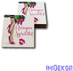  Négyzet alakú fa 5x5cm 5db/csomag - Nőnapra szeretettel magassarkús