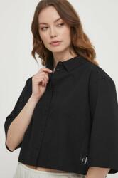 Calvin Klein pamut ing női, galléros, fekete, relaxed - fekete XL