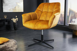  PAPILLON design bársony fotel - sárga (44228)