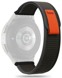 Tech-Protect Samsung Galaxy Watch 4 / 5 / 5 Pro / 6 / 7 / FE nylon 20 mm-es sportszíj - 40/42/43/44/45/46/47 mm - fekete/narancs (ECO csomagolás)