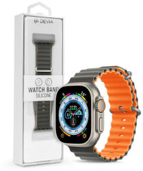 DEVIA Apple Watch szilikon sport szíj - Deluxe Series Sport6 Silicone Two-tone Watch Band - 38/40/41 mm - szürke/sárga - rexdigital