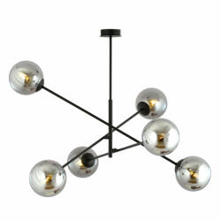 Emibig Lustra moderna neagra cu 6 globuri din sticla fumurie Linear (1167/6)