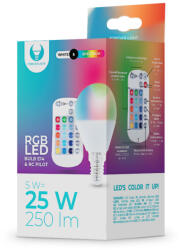 Forever Light Izzó E14 G45 RGB + fehér 5W + RC távirányító 250lm (RTV003566)