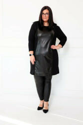 Victoria Moda Bőrbetétes ruha - Fekete - L/XL